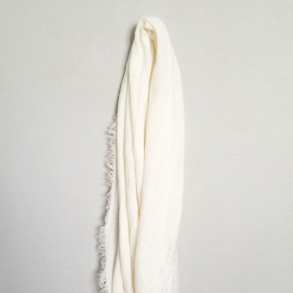 White fluffy Infinity Scarf